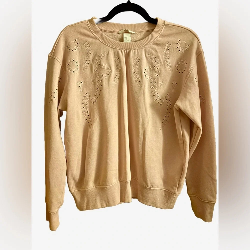 H&M Pink Embroidered Eyelet Sweatshirt
